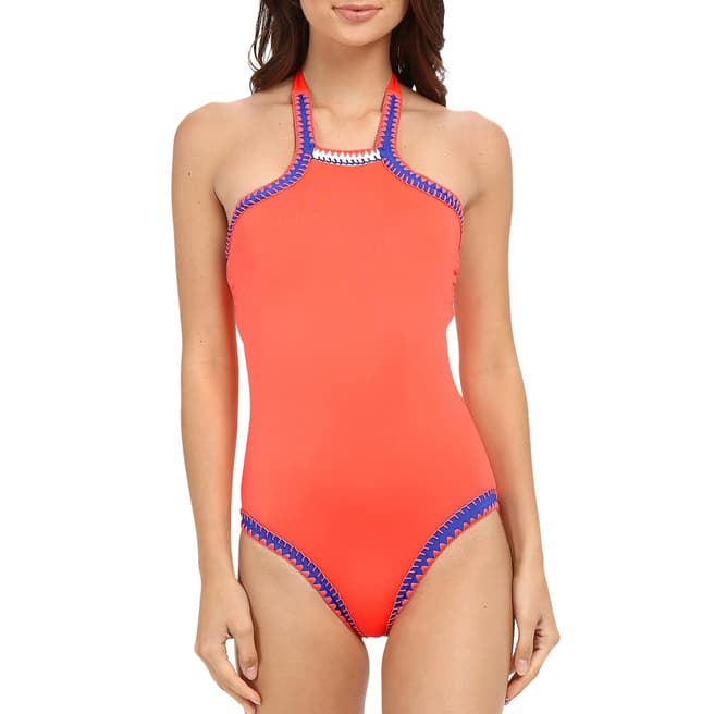 Seafolly Orange Summer Vibe High Neck Swimsuit