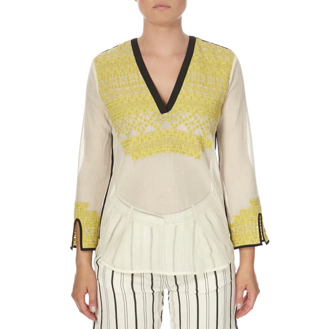 DAY Birger Et Mikkelsen Yellow and White Cotton Passing Shirt