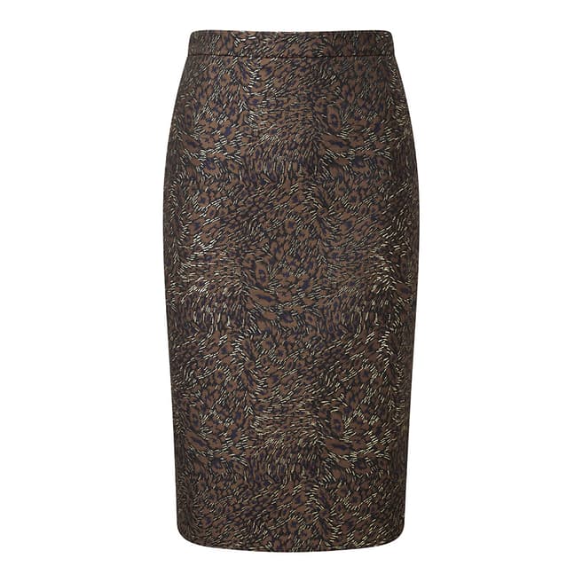 Pure Collection Bronze Jacquard Pencil Skirt