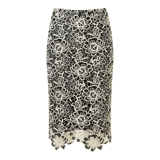 Pure Collection Black/Gold Lace Pencil Skirt