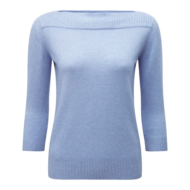 Pure Collection Pale Blue Boat Neck Cashmere Sweater