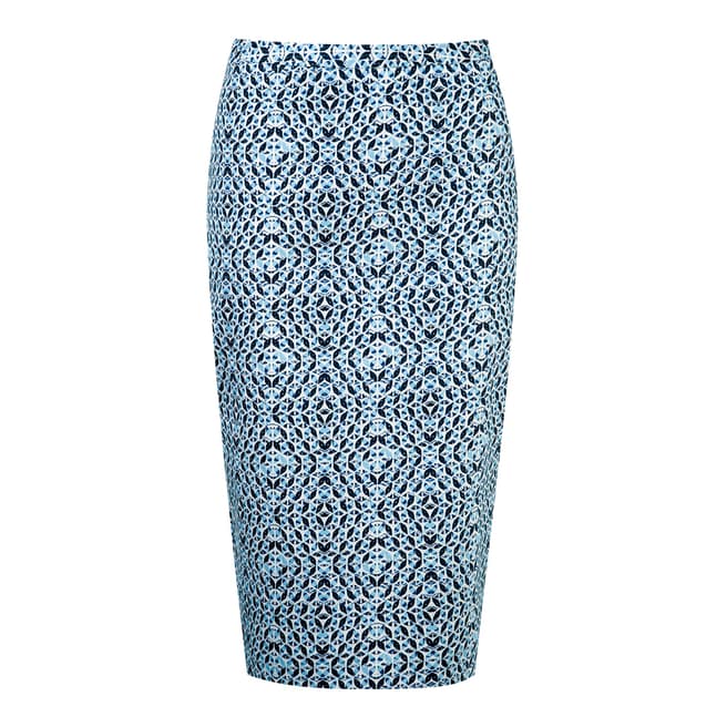 Pure Collection Blue Geo Print Pencil Skirt