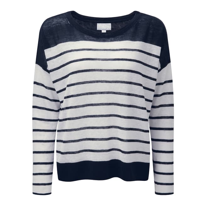 Pure Collection Navy Stripe Knitted Linen Jumper