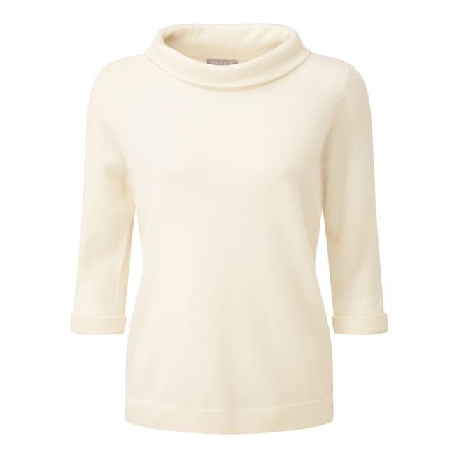Pure Collection Soft White Cashmere Bardot Sweater