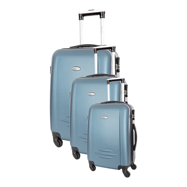 Travel One Set of 3 Blue Spinner Burlin Suitcases 50/60/70cm