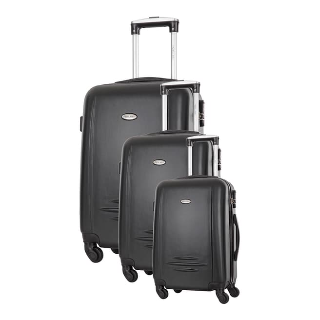 Travel One Set of 3 Black Spinner Burlin Suitcases 50/60/70cm