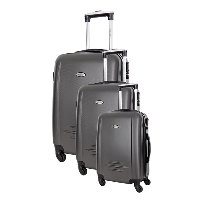Travel One Set of 3 Grey Spinner Burlin Suitcases 50/60/70cm