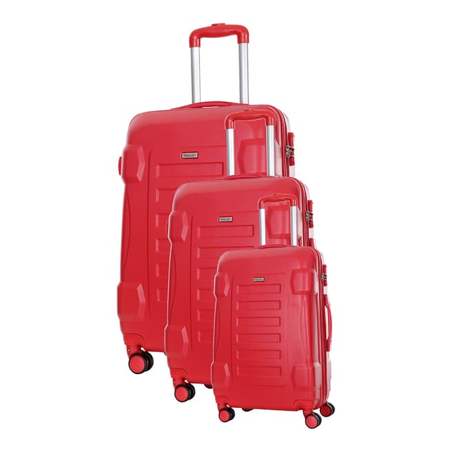 Travel One Set of 3 Red Spinner Linden Suitcases 50/60/70cm