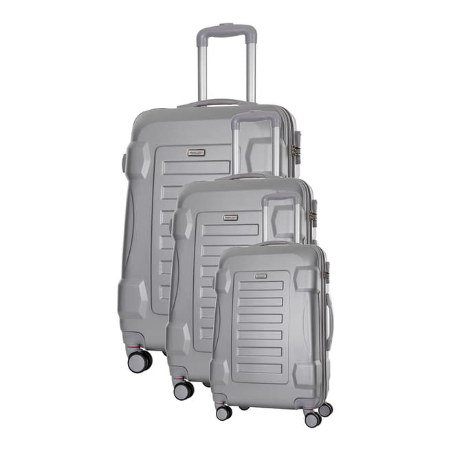 Travel One Set of 3 Silver Spinner Linden Suitcases 50/60/70cm