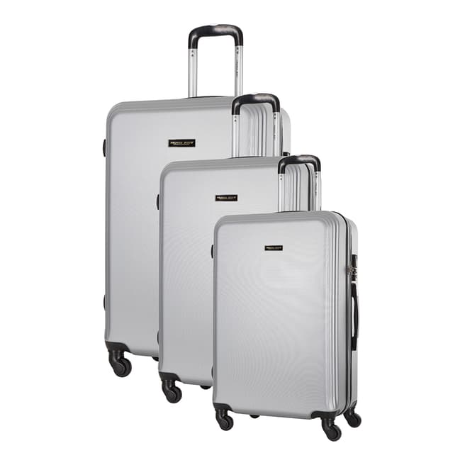 Travel One Set of 3 Silver Spinner Alicudi Suitcases 45/55/65cm