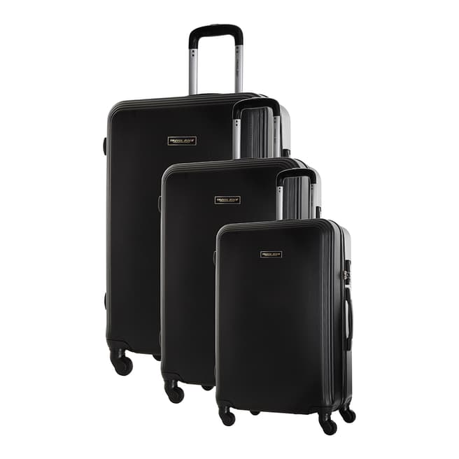 Travel One Set of 3 Black Spinner Alicudi Suitcases 45/55/65cm