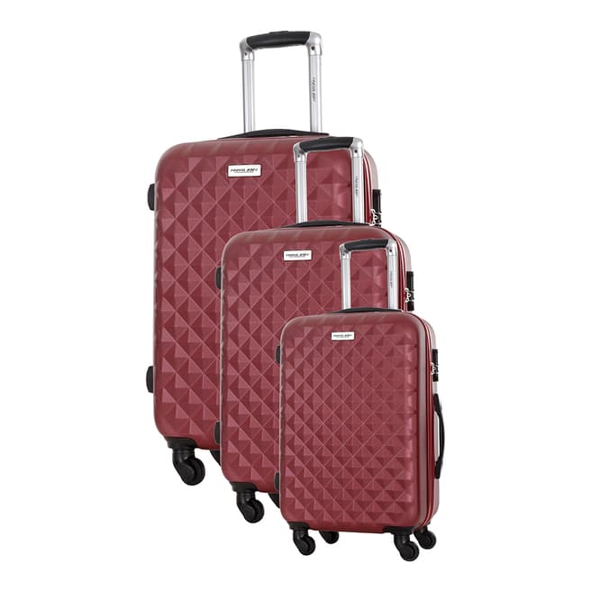 Travel One Set of 3 Red Spinner Edison Suitcases 45/55/65cm