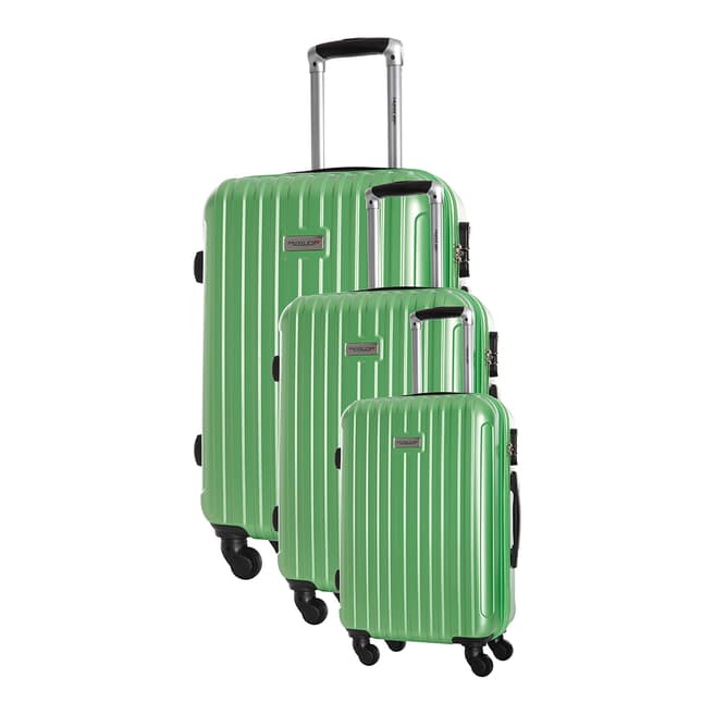 Travel One Set of 3 Green Spinner Paterson Suitcases 45/55/65cm