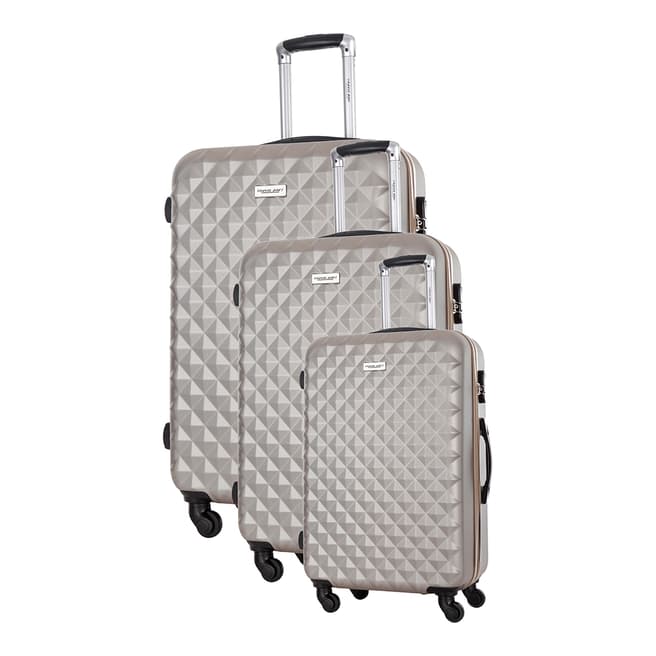 Travel One Set of 3 Beige Spinner Edison Suitcases 45/55/65cm