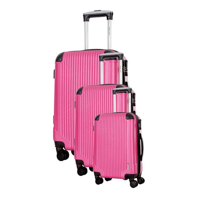 Travel One Set of 3 Fuchsia Spinner Burnaby Suitcases 50/60/70cm