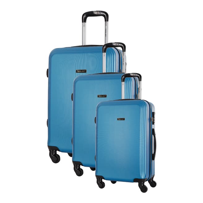 Travel One Set of 3 Blue Spinner Alicudi Suitcases 45/55/65cm