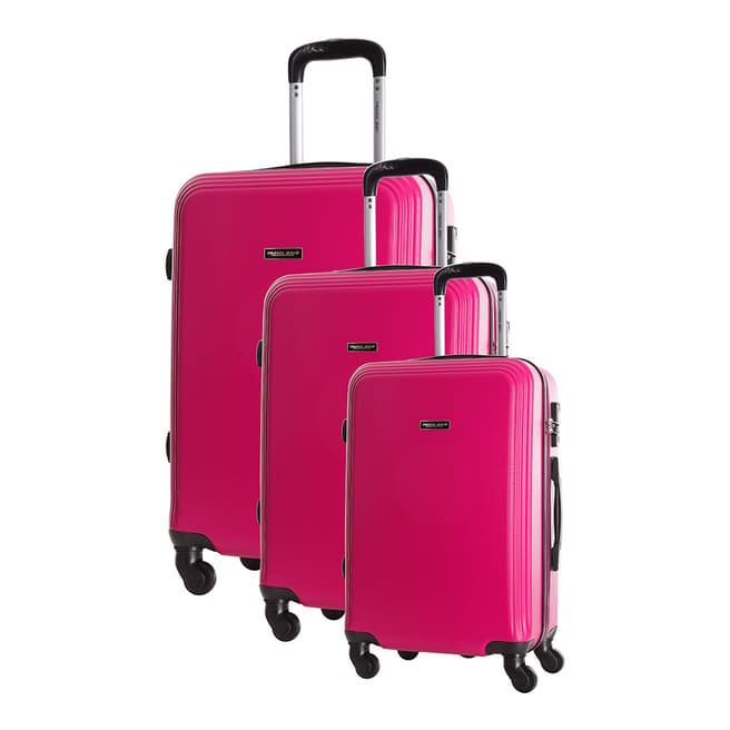 Travel One Set of 3 Fuchsia Spinner Alicudi Suitcases 45/55/65cm