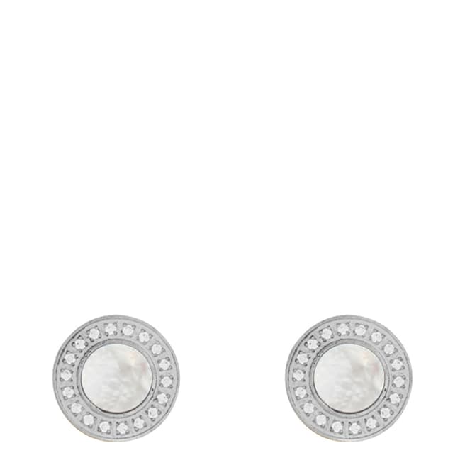 White label by Liv Oliver Silver Mother Of Pearl Cz Disc Earrings