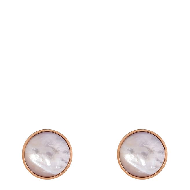 White label by Liv Oliver Rose Gold Mother Of Pearl Circular Earrings