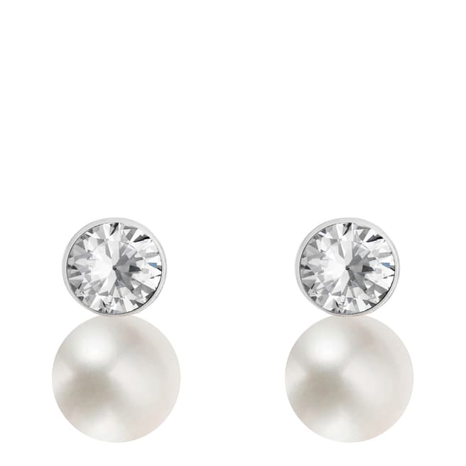White label by Liv Oliver Silver Crystal/Pearl Drop Earrings