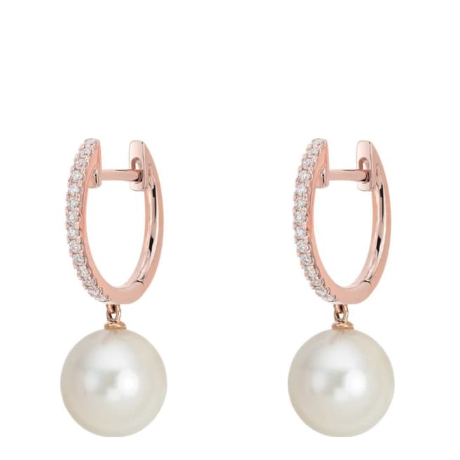White label by Liv Oliver Rose Gold Cubic Zirconia and Pearl Drop Earrings
