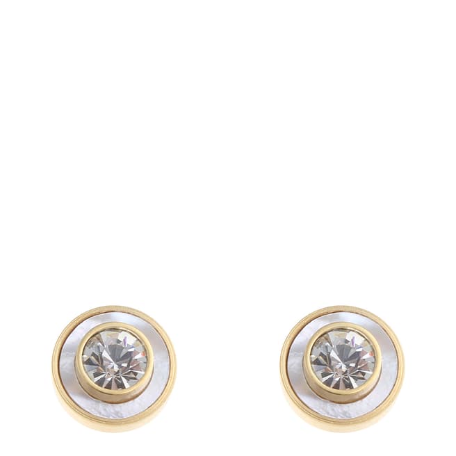 White label by Liv Oliver Gold Cubic Zirconia and Mother of Pearl Stud Earrings