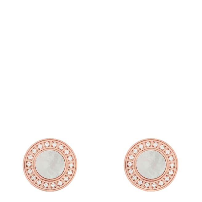 White label by Liv Oliver Rose Gold Mother Of Pearl Cubic Zirconia Earrings