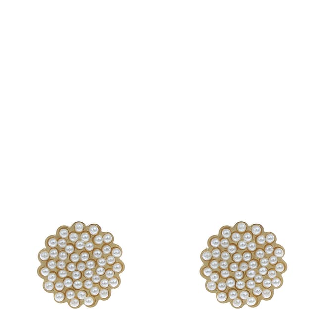 White label by Liv Oliver Gold Flower and Pearl Stud Earrings