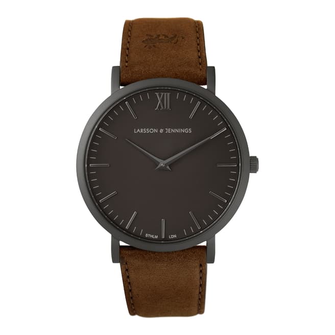 Larsson & Jennings Brown Black/Black Leather Lugano 40mm Watch