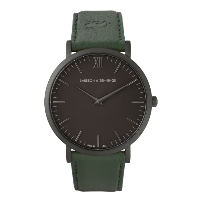 Larsson & Jennings Green/Black Lugano 40mm Leather Watch 