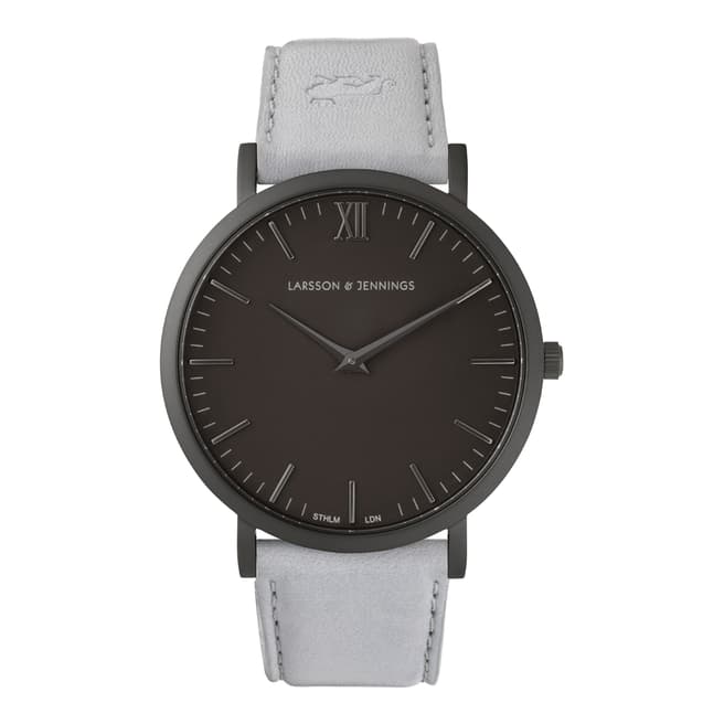 Larsson & Jennings Grey/Black Lugano 40mm Leather Watch 