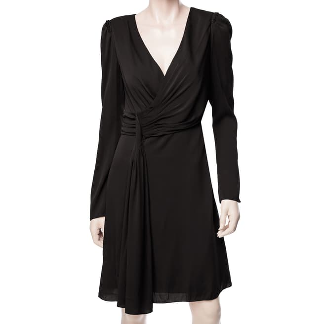 Leon Max Collection Black Silk Georgette Long Sleeve Dress