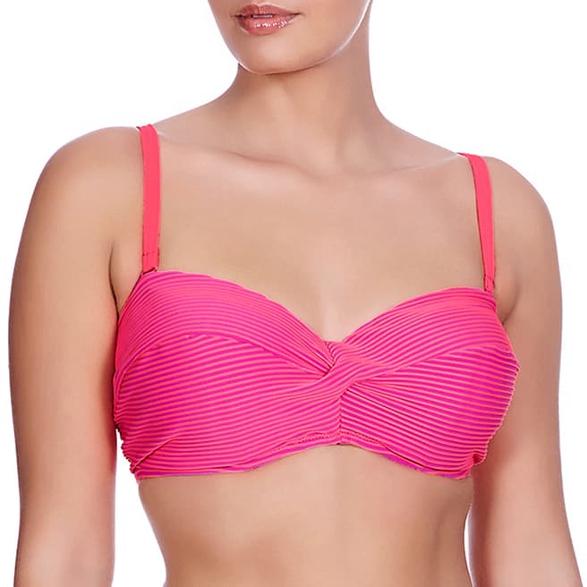 Freya Pink Coral Horizon Underwired Twist Front Bandeau Bikini Top