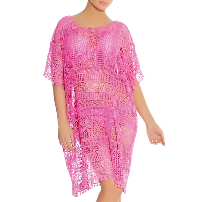 Freya Pink Hippie Chic Crochet Cotton Tunic