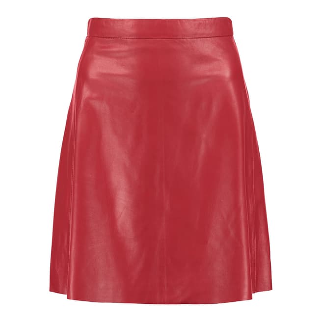 Muubaa Cherry Red Pannala A Line Leather Skirt