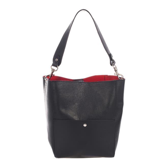 Giulia Massari Black Leather Bucket Bag