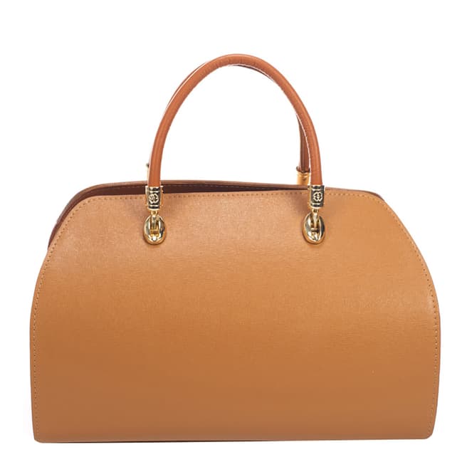 Massimo Castelli Tan Top Handle Leather Bag