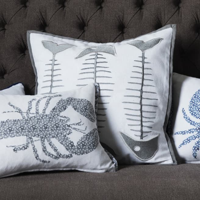 Gallery Living Grey Fishbone Embroidered Cushion 45x45cm