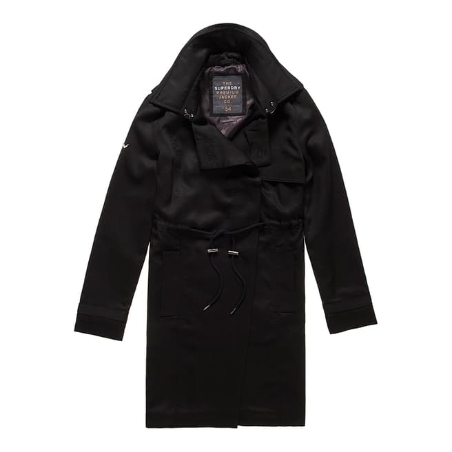 Superdry Black Winter Draped Trench