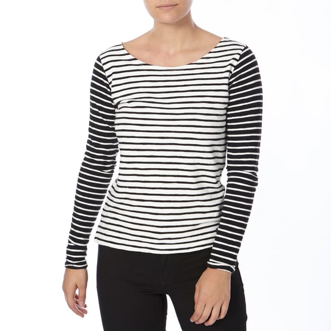 Superdry Black and White Textured Breton Top