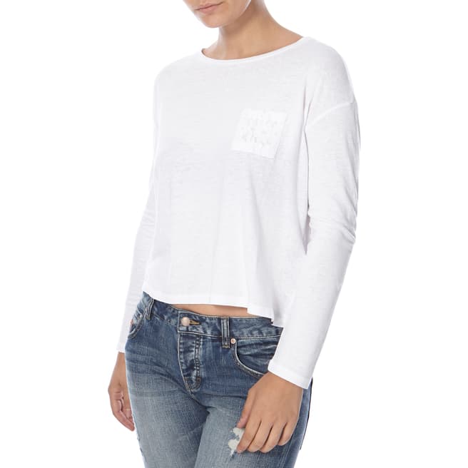 Superdry White Viscose Neppy Long Sleeve Top