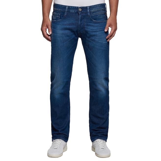 Replay Royal Blue Cotton Stretch Slim Fit Jeans