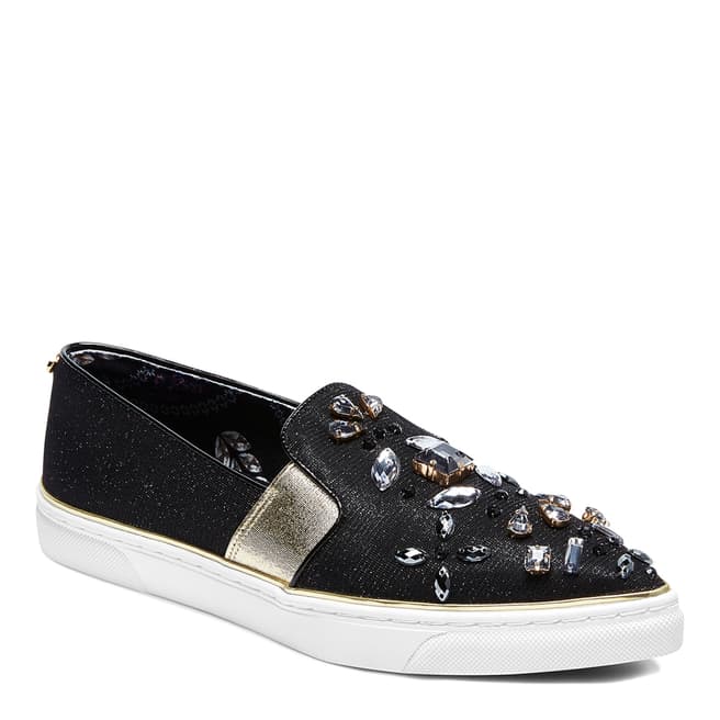 Ted Baker Black Embellished Thfia pointed Toe Slip On Sneakers