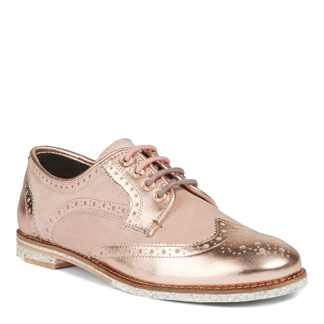 Ted Baker Rose Gold Leather Anohie Brogues With Marble Effect Sole