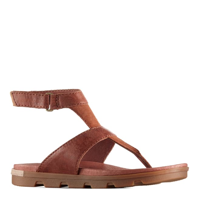 Sorel Women's Rustic Brown Cordovan Leather Ankle Strap Sandals