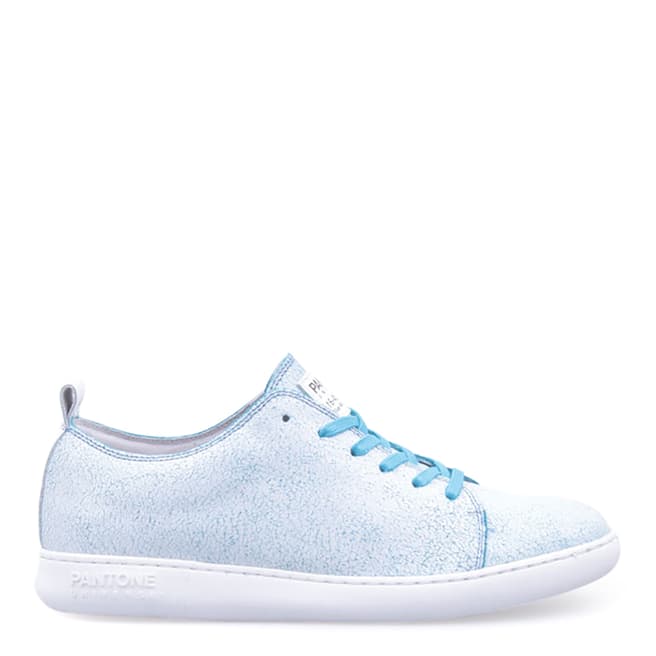 Pantone Womens Turquoise Leather NYC Lace Up Tennis Shoes
