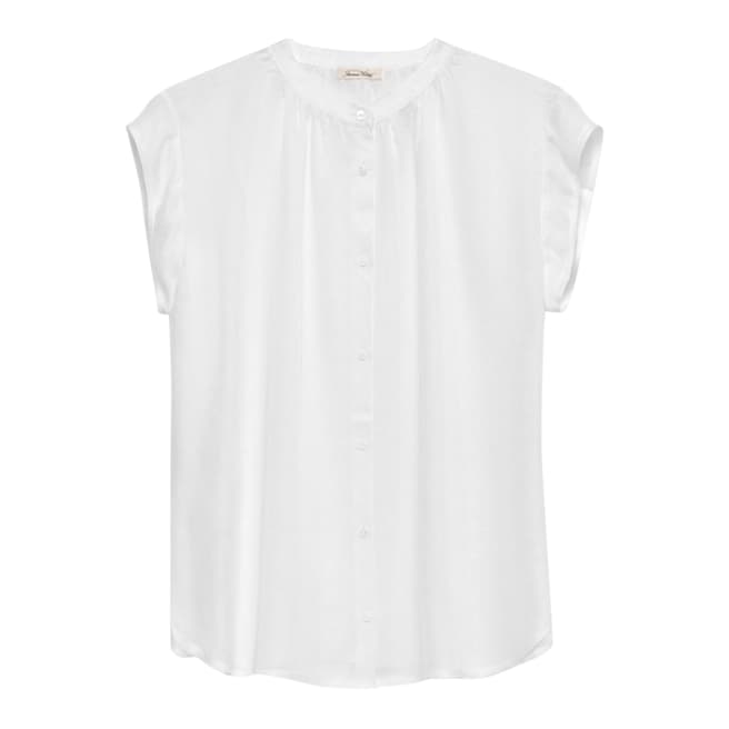 American Vintage White Famington Mandarin Collar Shirt