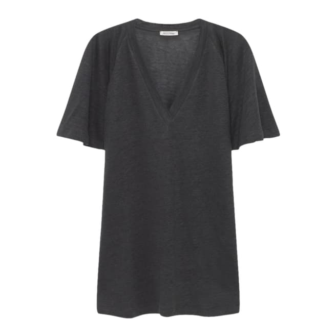 American Vintage Grey Linen Qunicy V-Neck T-Shirt