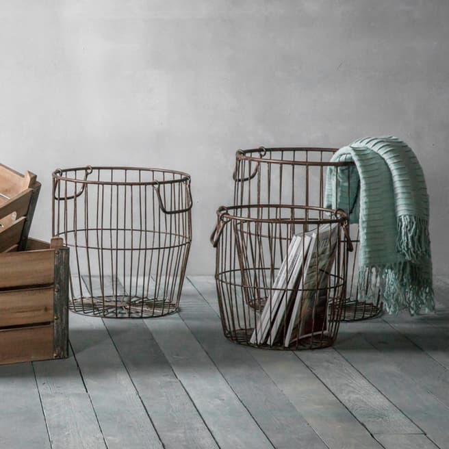 Gallery Living Set of 3 Leeton Metal Baskets