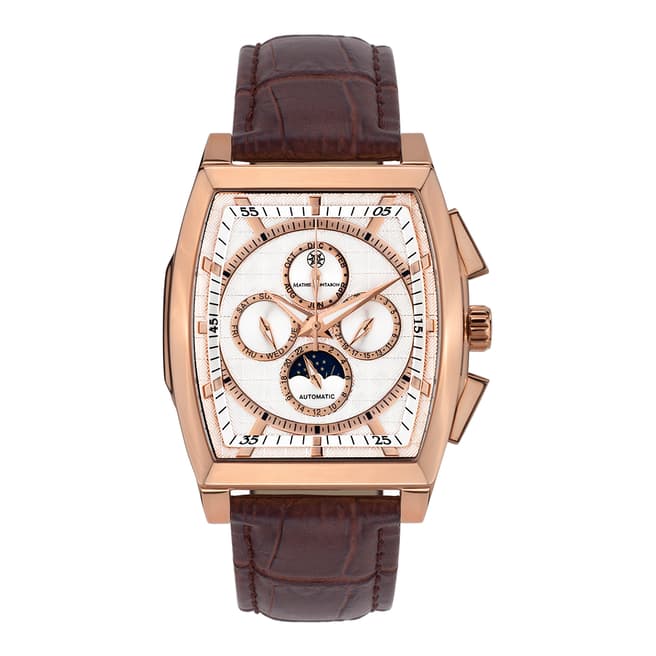 Mathis Montabon Men's Brown/Rose Gold Leather Carree Watch